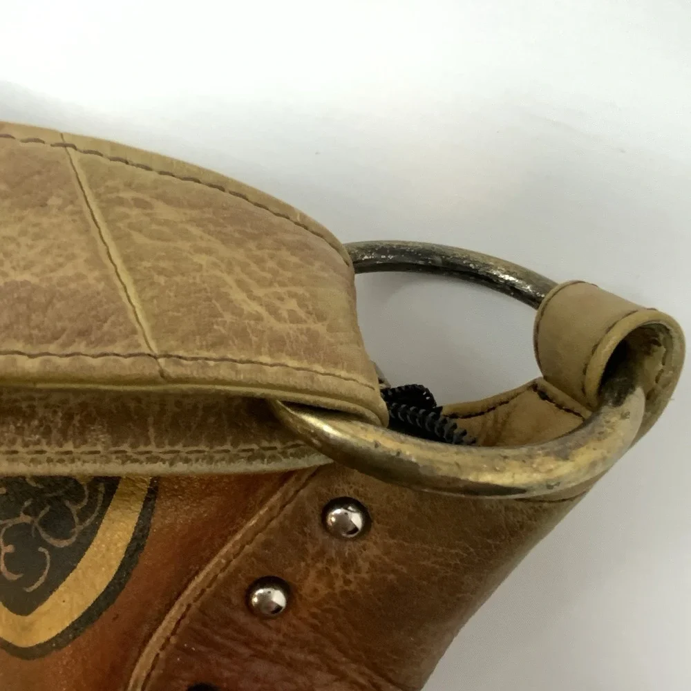 Anuschka Hand Painted Leather‎ Hobo Purse Shoulder Bag Whimsical Artsy Abstract